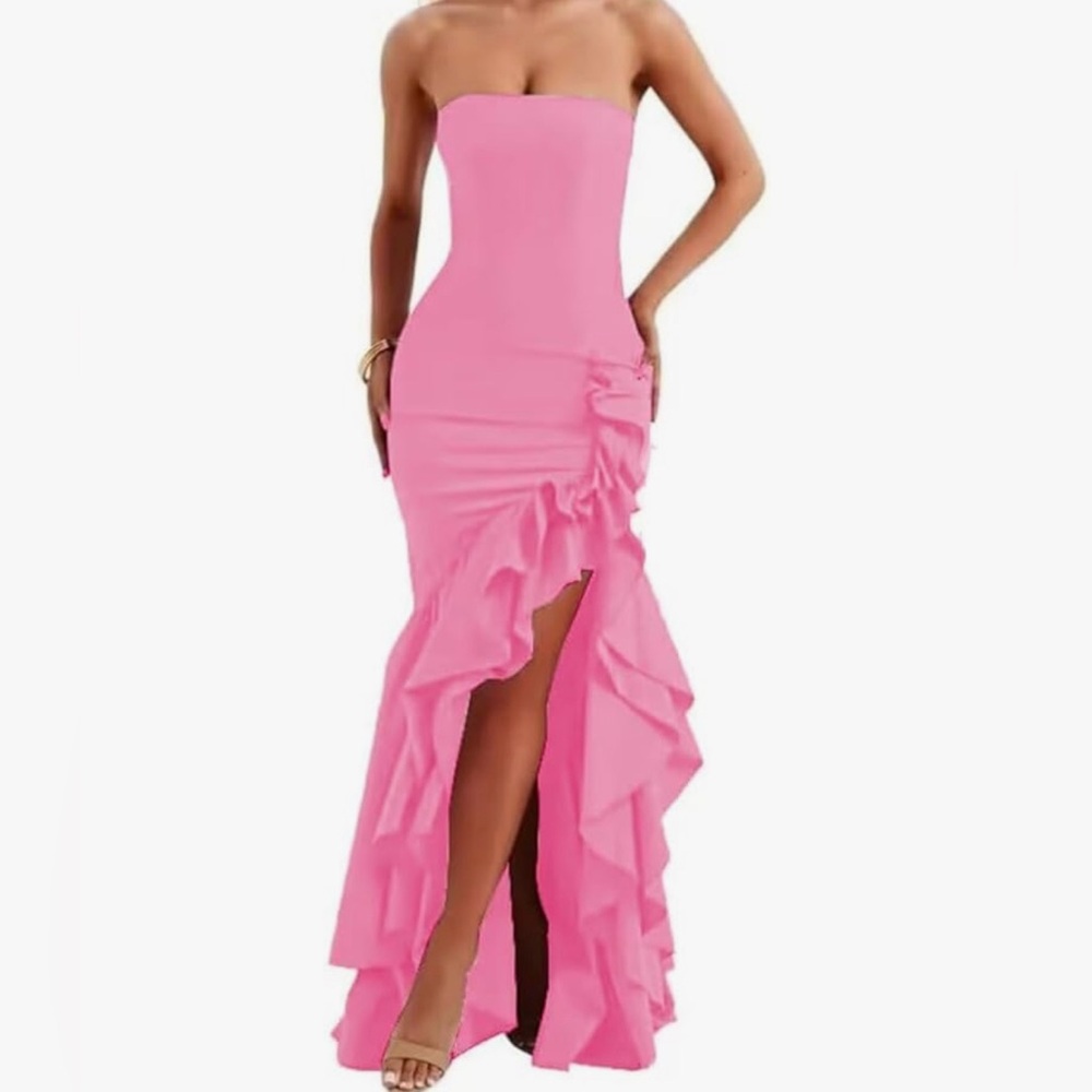 Elegant Pink Strapless Dress